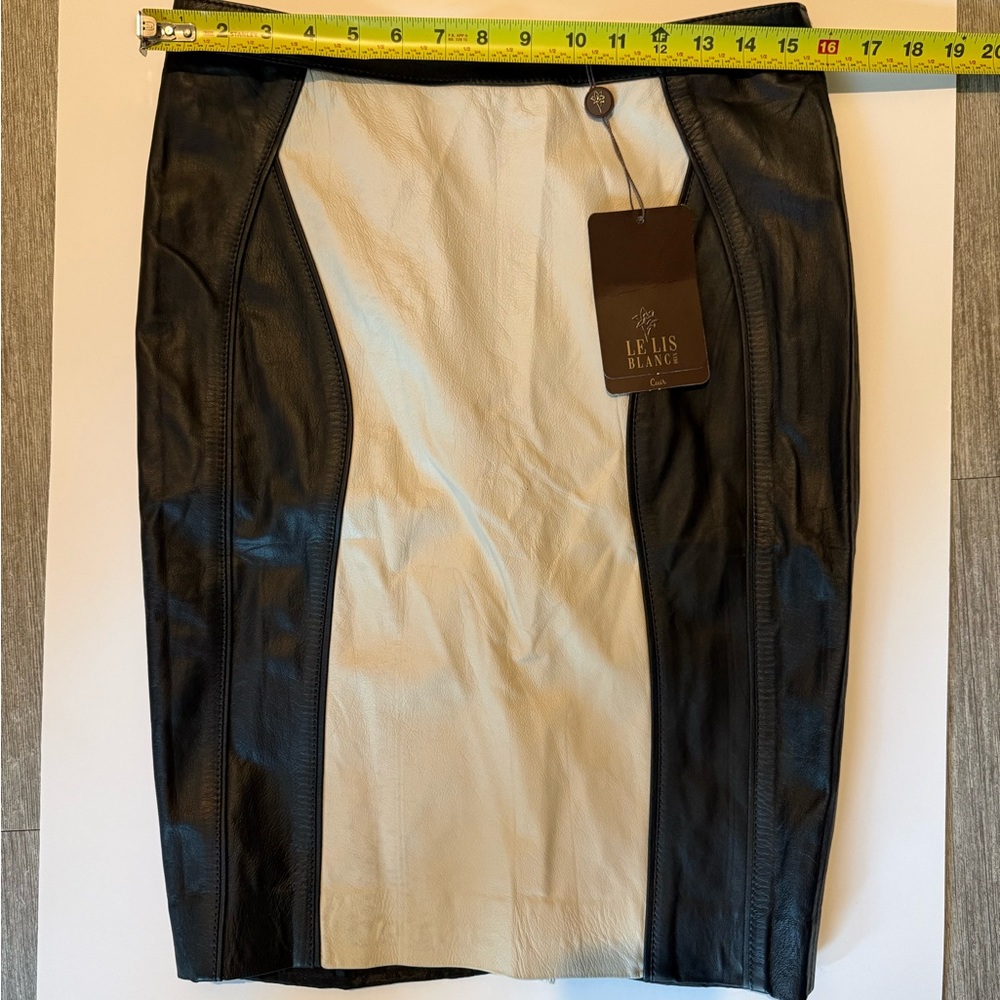 LEGIT LEATHER Black and Cream Panel Skirt Le Lis Blanc (Brazilian brand) NWT - Picture 4 of 4